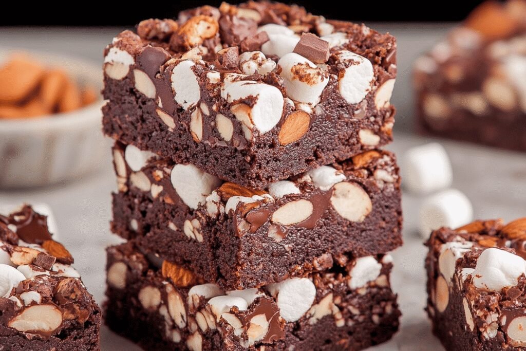 Rocky Road Brownie Bliss with Marshmallows and Almonds
