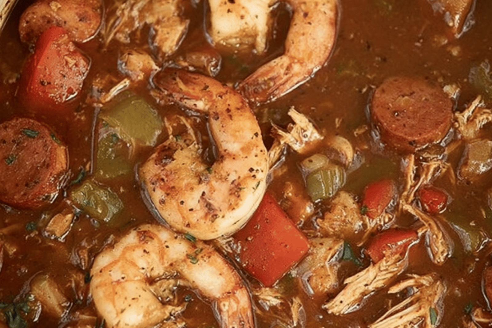 Savory Chicken Sausage Shrimp Gumbo with Dark Roux