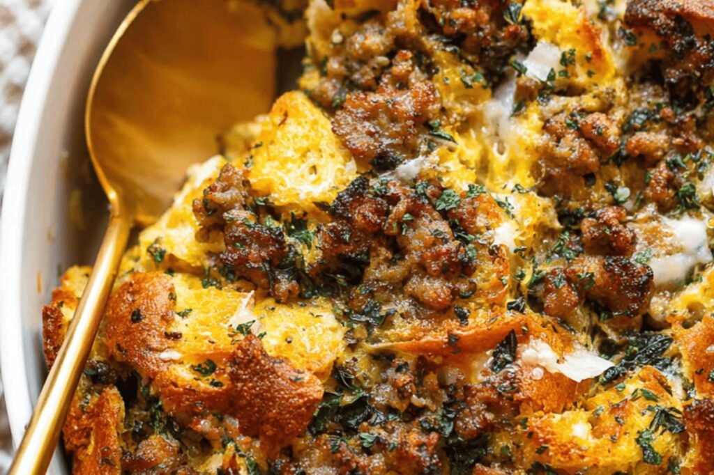 Savory Sausage and Cheddar Breakfast Strata