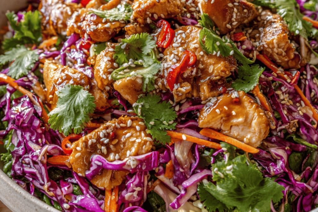 Sesame Chicken Cabbage Crunch Salad for Healthy Meals