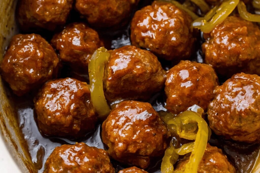 Slow Cooker Mississippi Meatballs with Rich Peppery Sauce