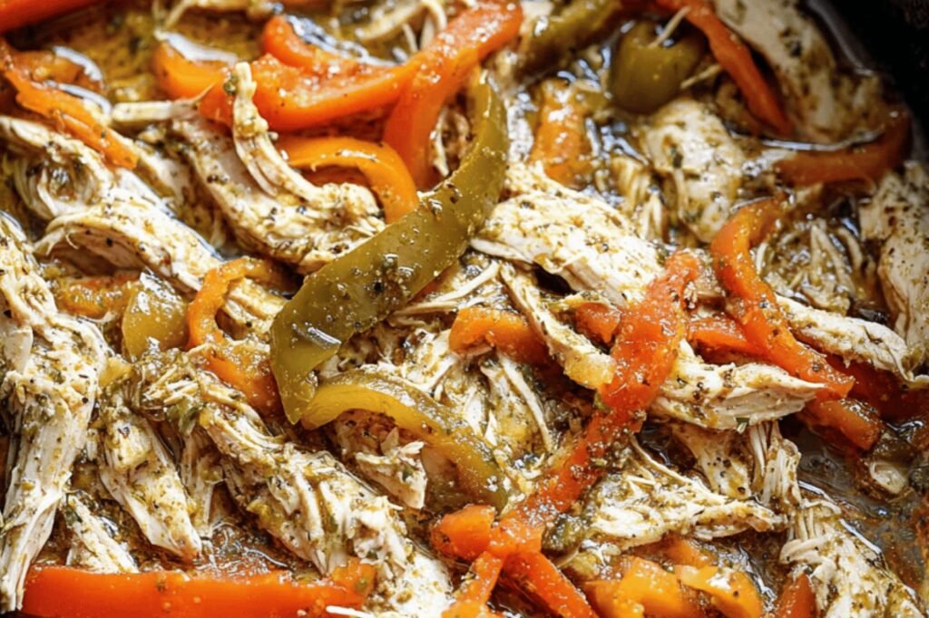 Slow Cooker Salsa Verde Chicken with Bell Peppers