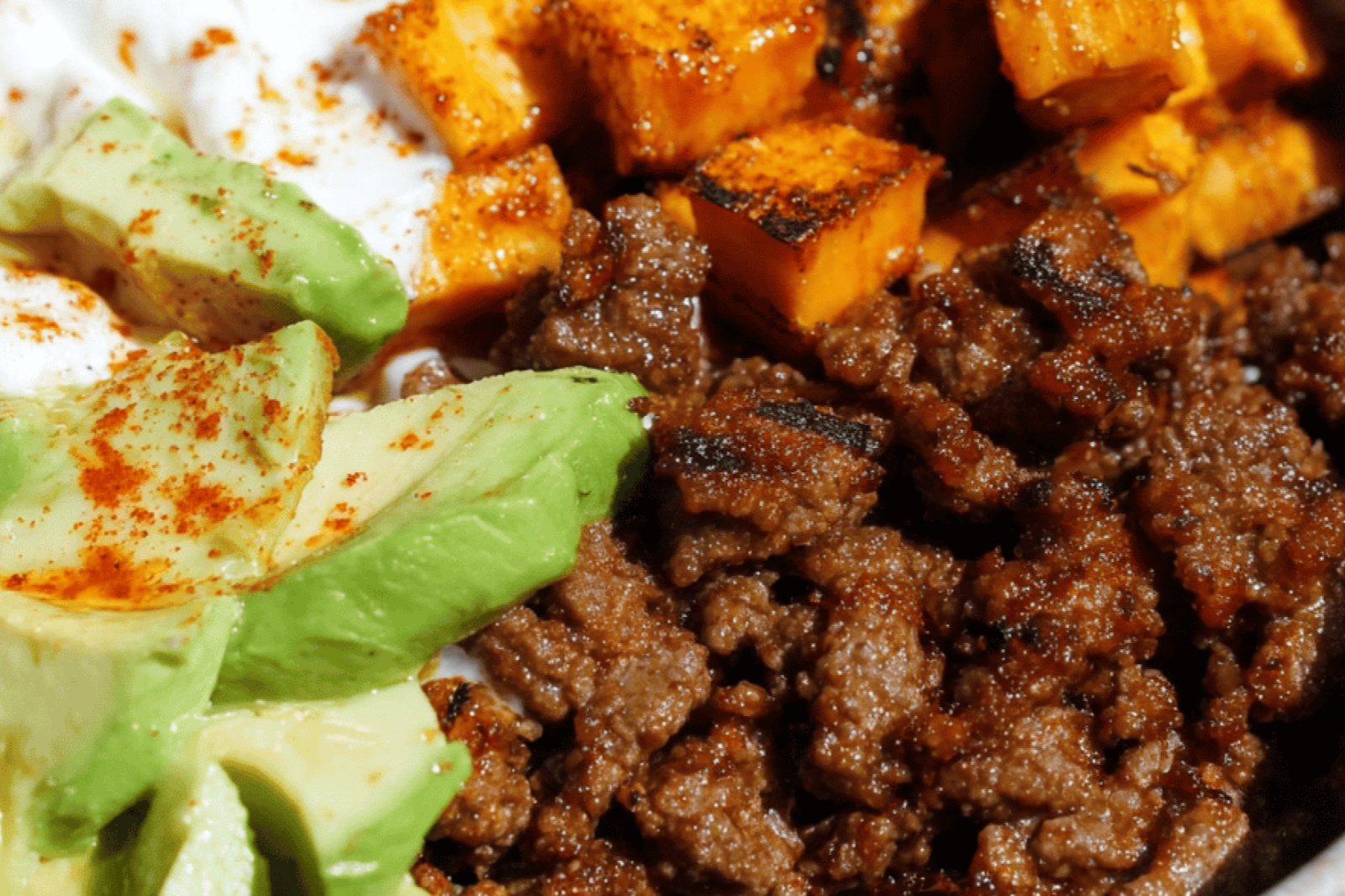 Spicy Hot Honey Beef Bowls with Sweet Potatoes