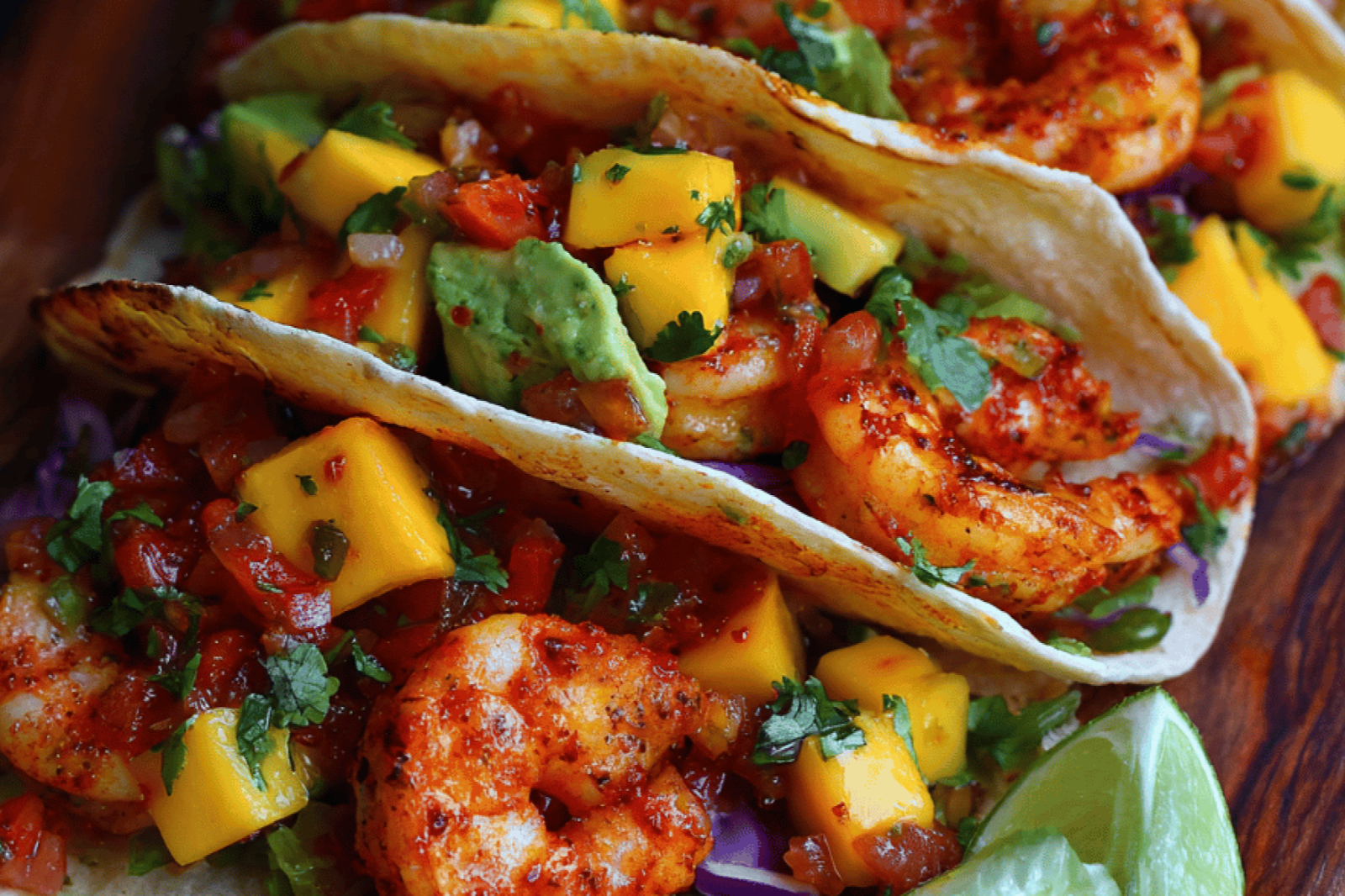 Spicy Shrimp Tacos with Sweet Mango Salsa