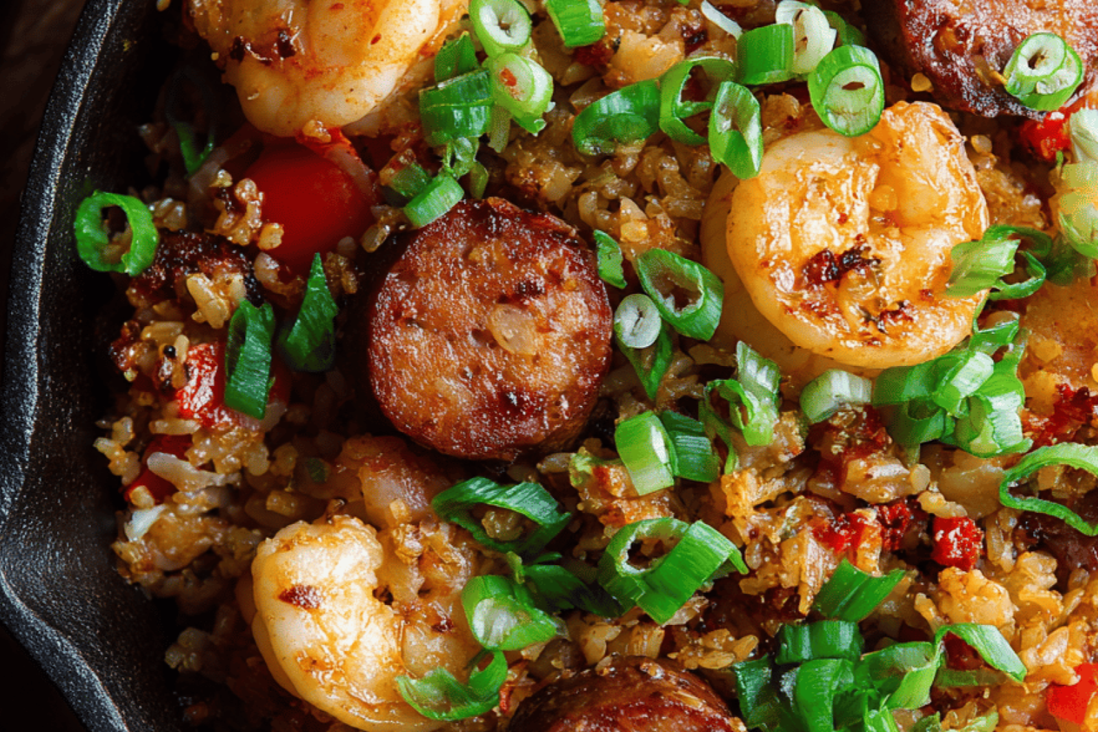 Spicy Shrimp and Sausage Dirty Rice Dish