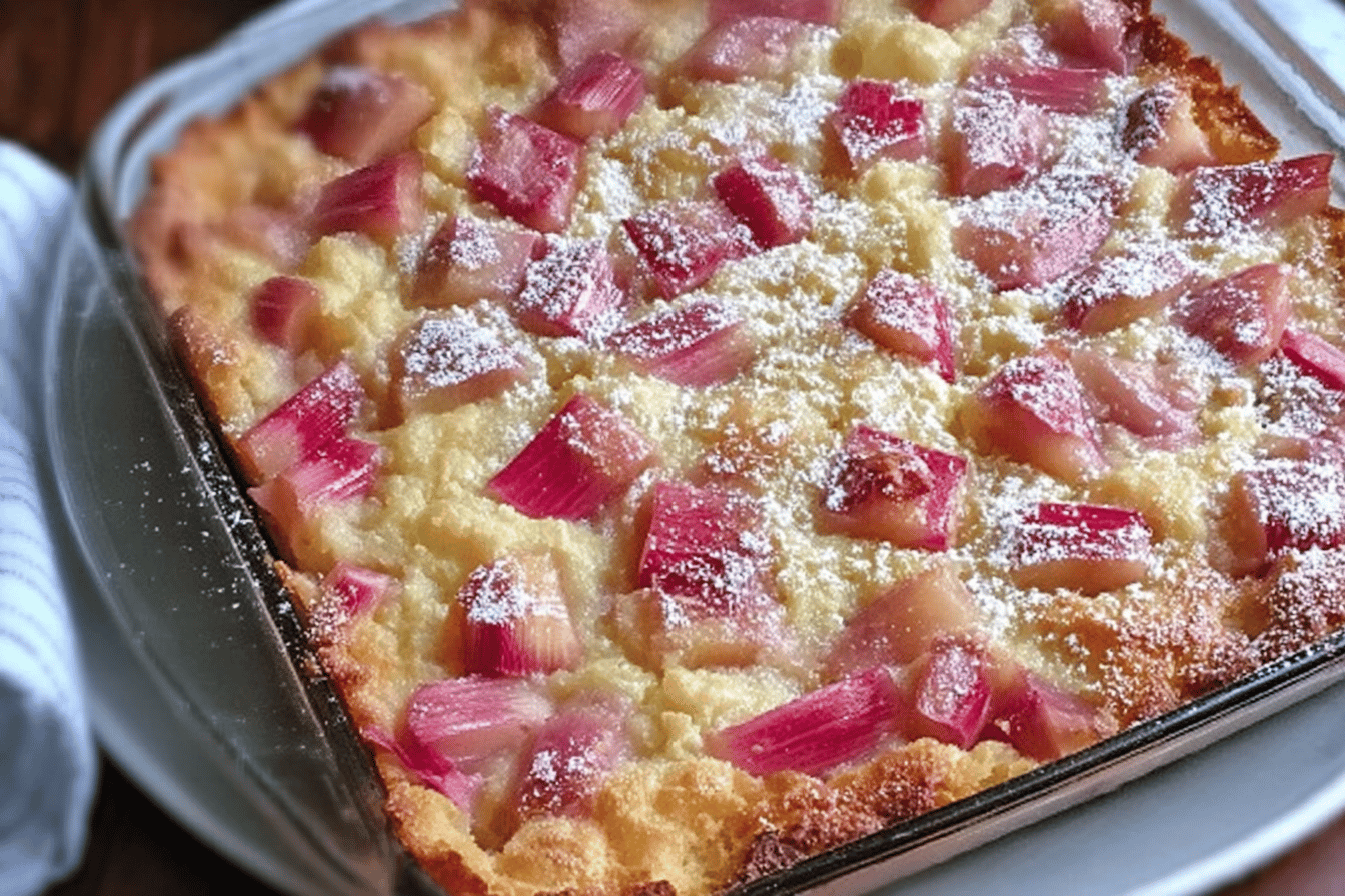 Spring Rhubarb Custard Cake Delight