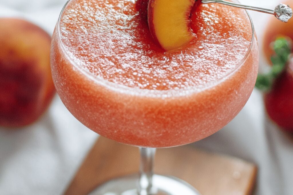 Strawberry Peach Frosé Slush Cocktail