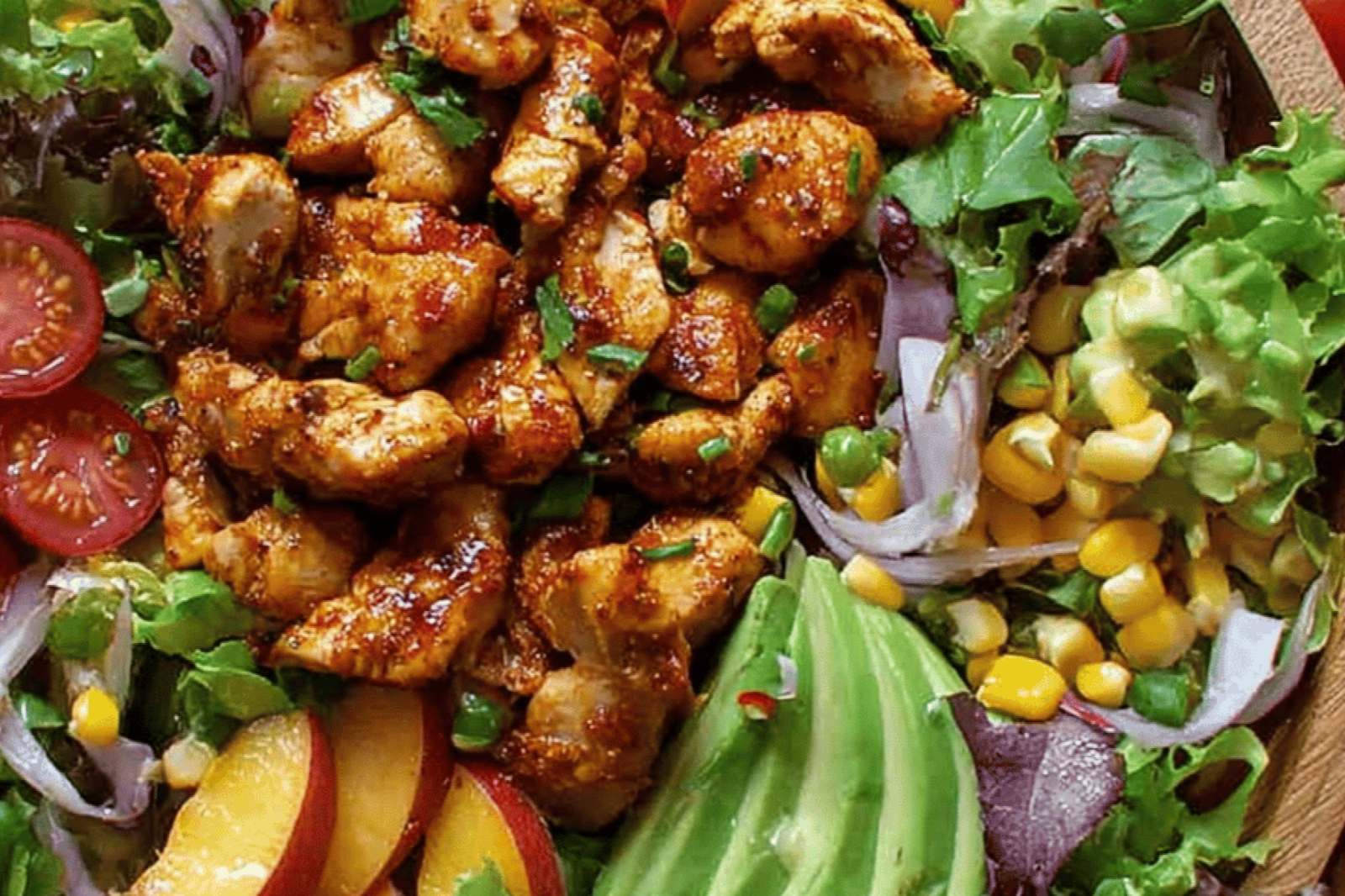 Sweet Spicy Chicken Peach Salad Delight
