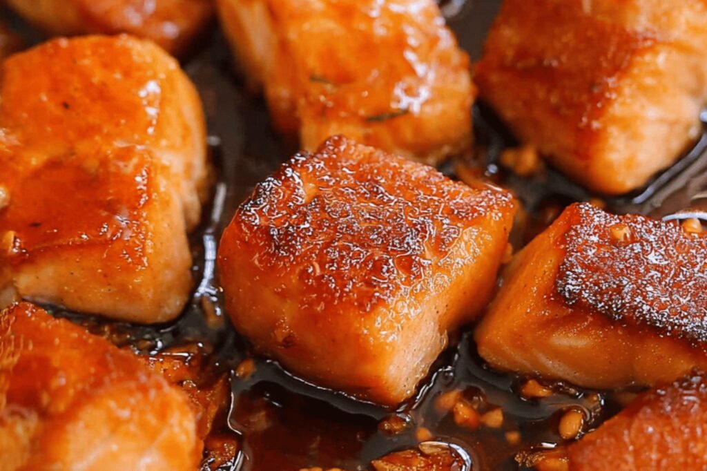 Sweet Spicy Crispy Pan-Seared Salmon Bites