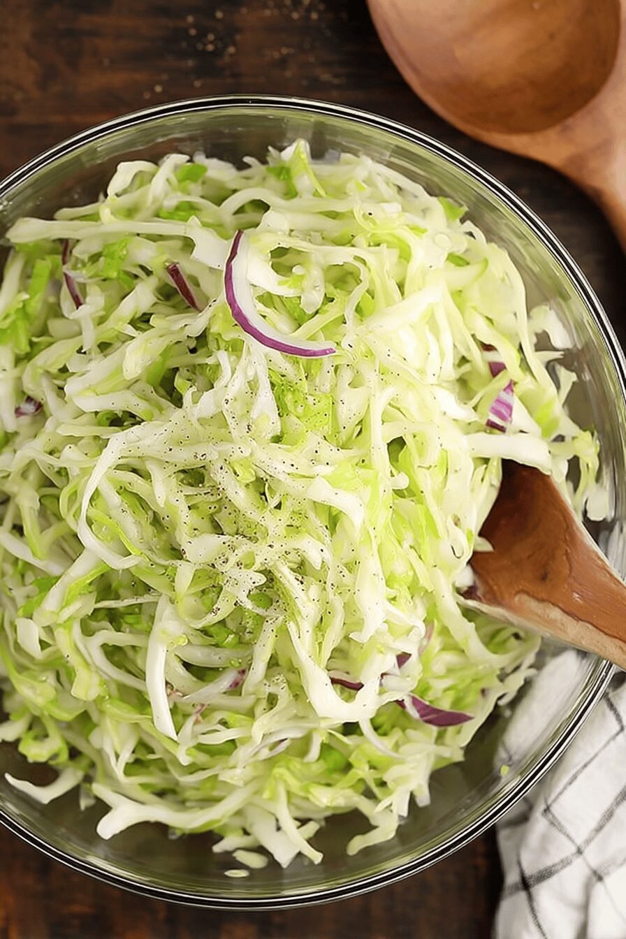 Tangy Vinegar Slaw with Cabbage and Onion