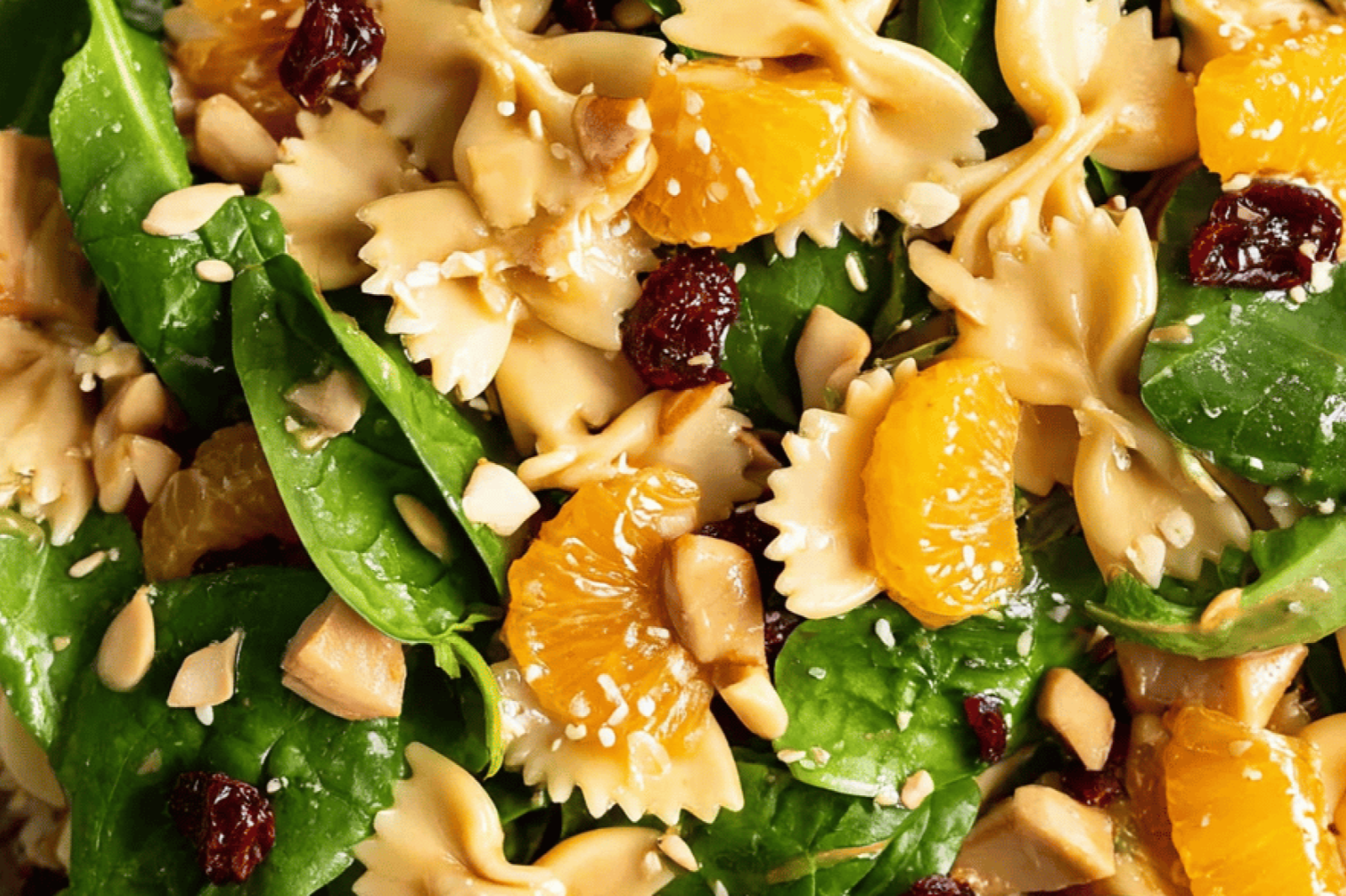 Teriyaki Mandarin Spinach Pasta Salad
