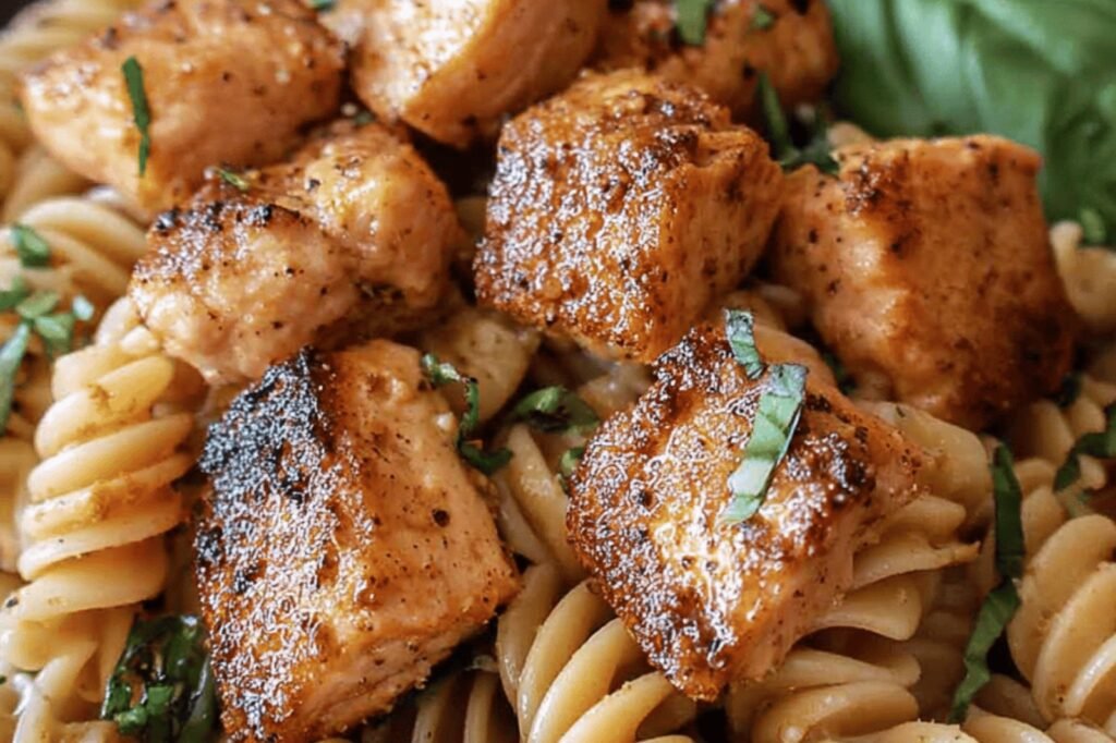 Tomato Basil Salmon Rotini Delight