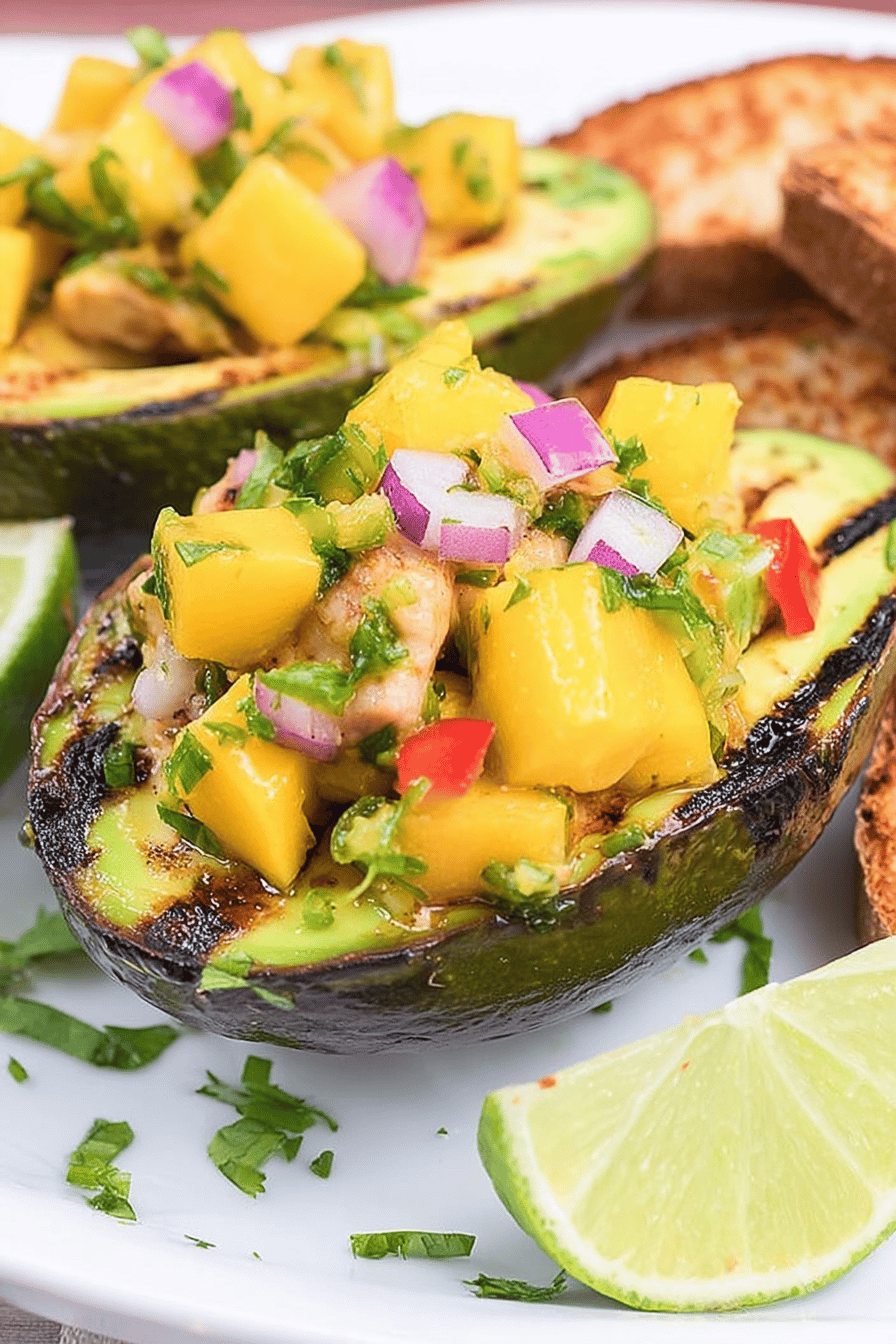 Grilled Avocado Stuffed with Mango Chicken