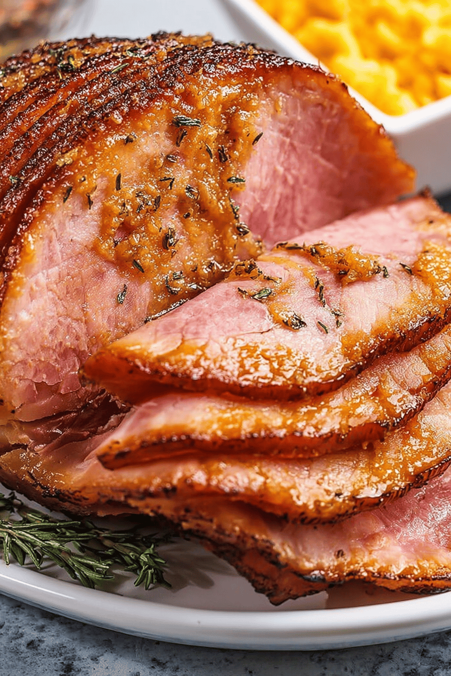 Mustard Brown Sugar Glazed Baked Ham