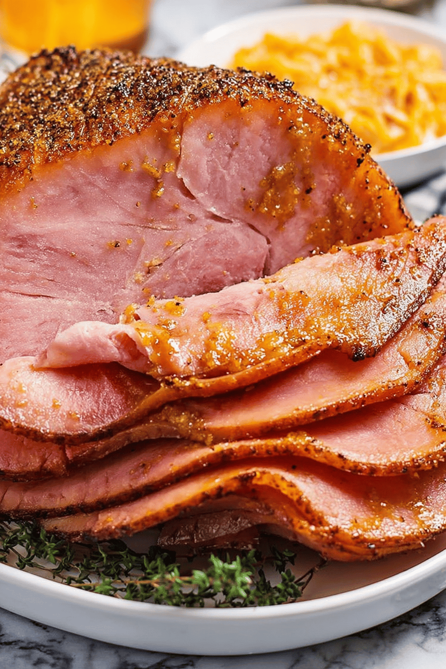 Mustard Brown Sugar Glazed Baked Ham