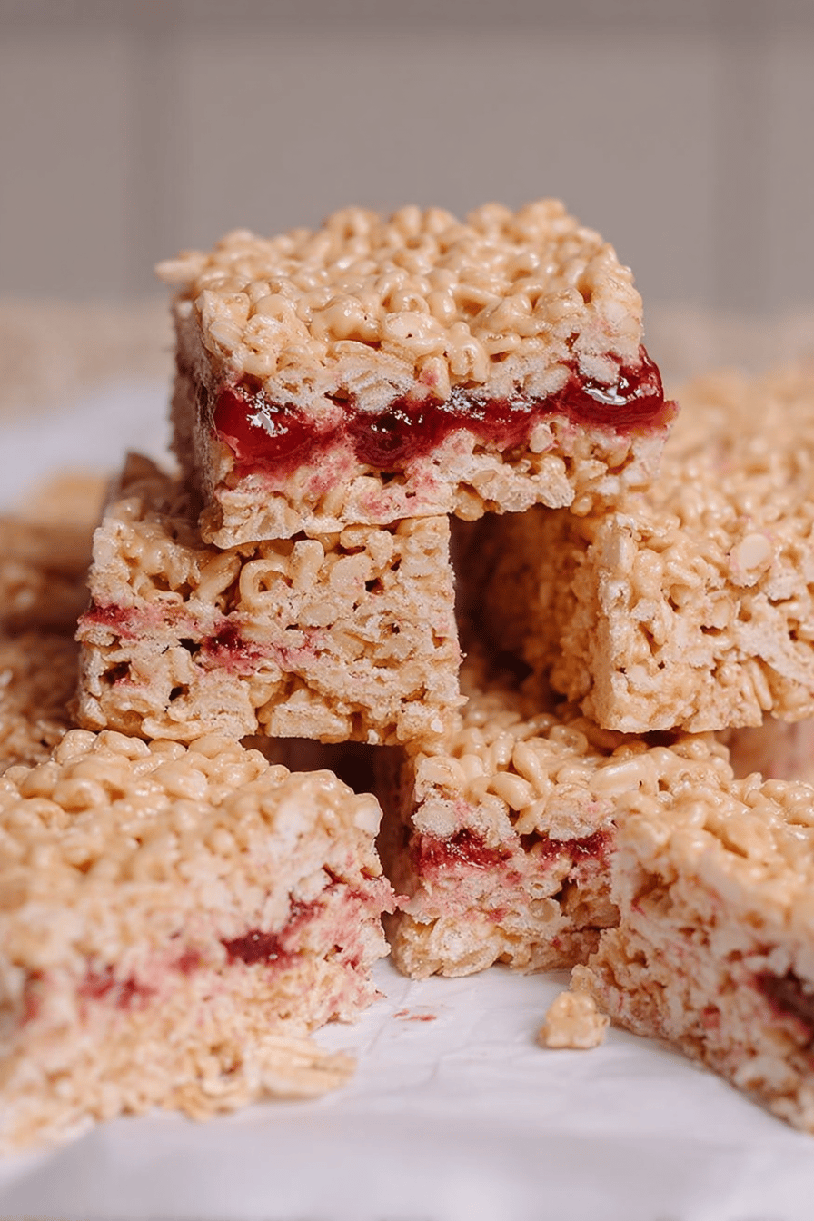 Peanut Butter Jelly Krispie Bars