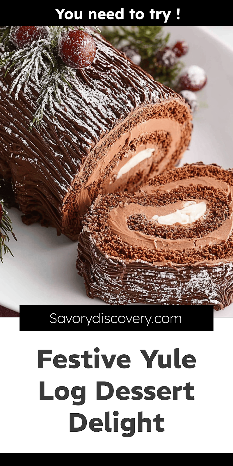 Festive Yule Log Dessert Delight
