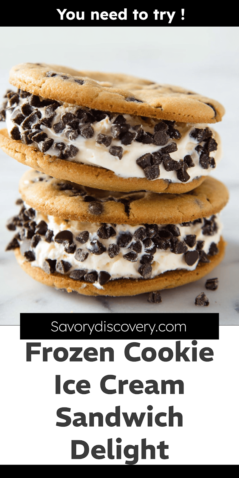 Frozen Cookie Ice Cream Sandwich Delight