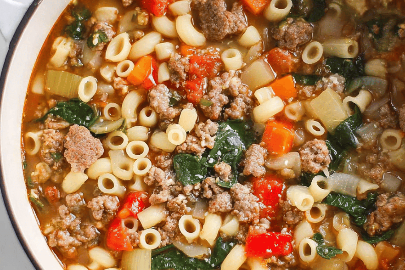 Hearty Italian Sausage Spinach Pasta Soup