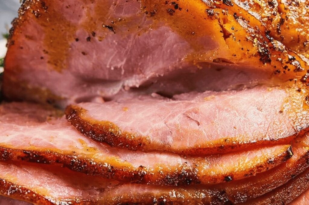 Mustard Brown Sugar Glazed Baked Ham