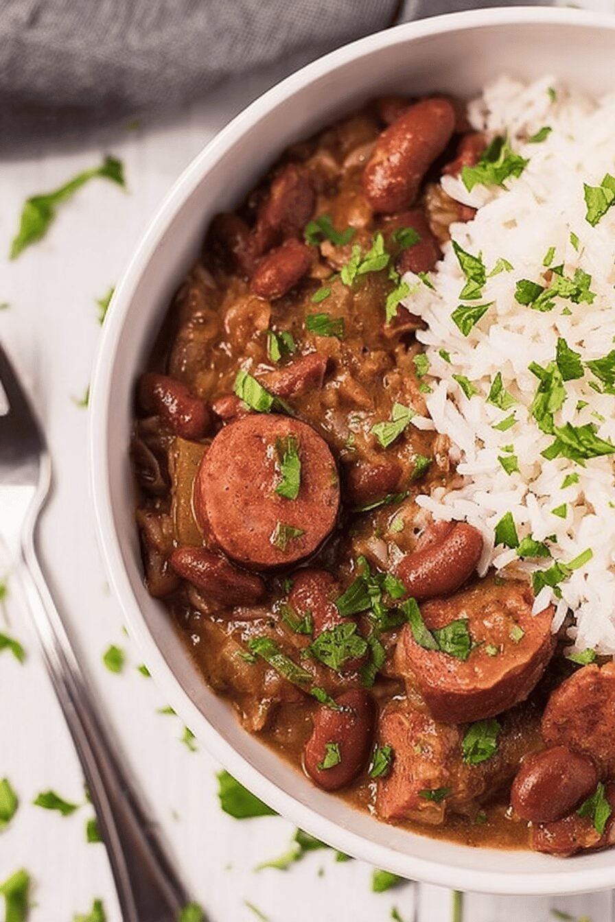 A Classic Creole Red Beans and Rice Dish