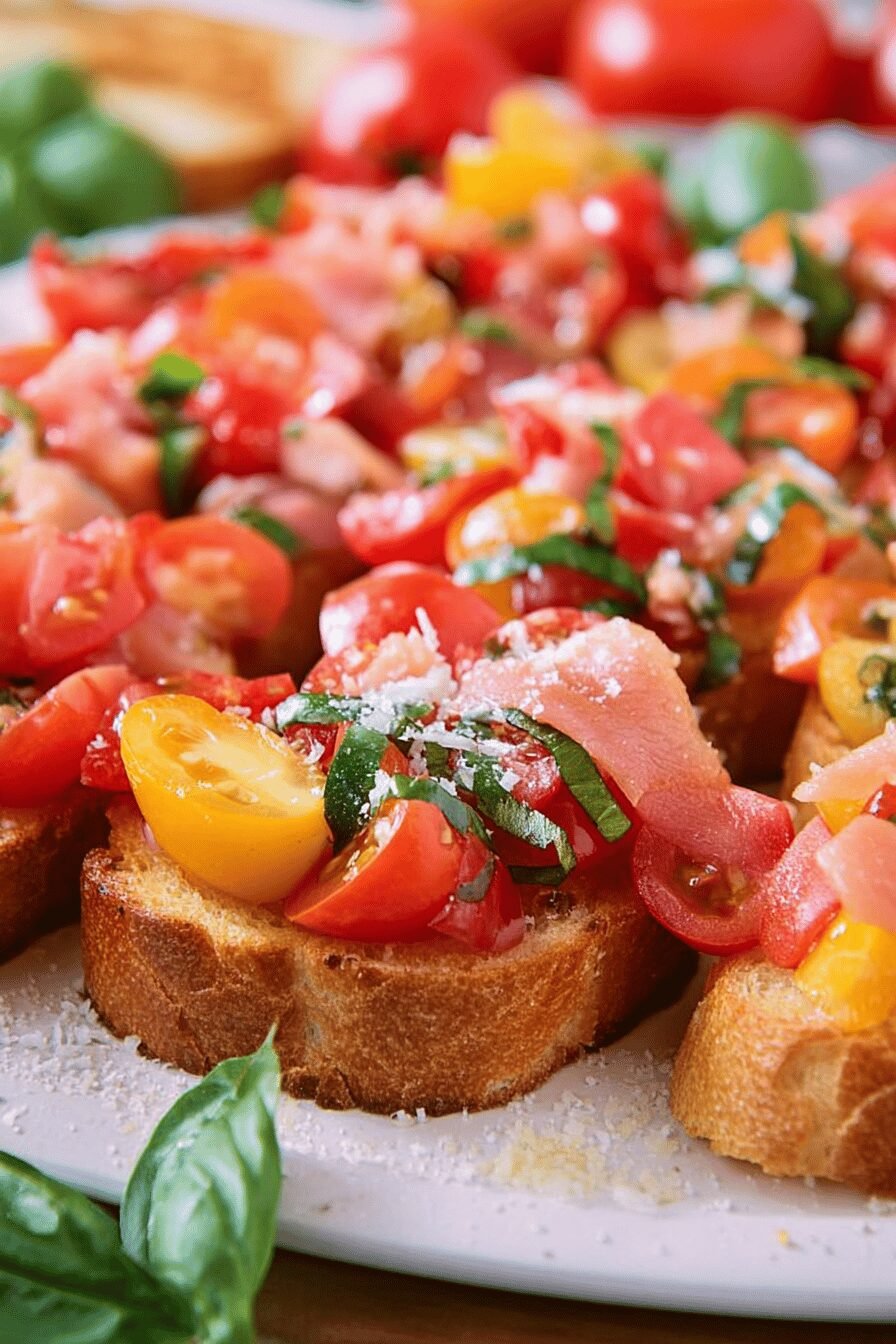 Classic Tomato Bruschetta on Toasted Bread