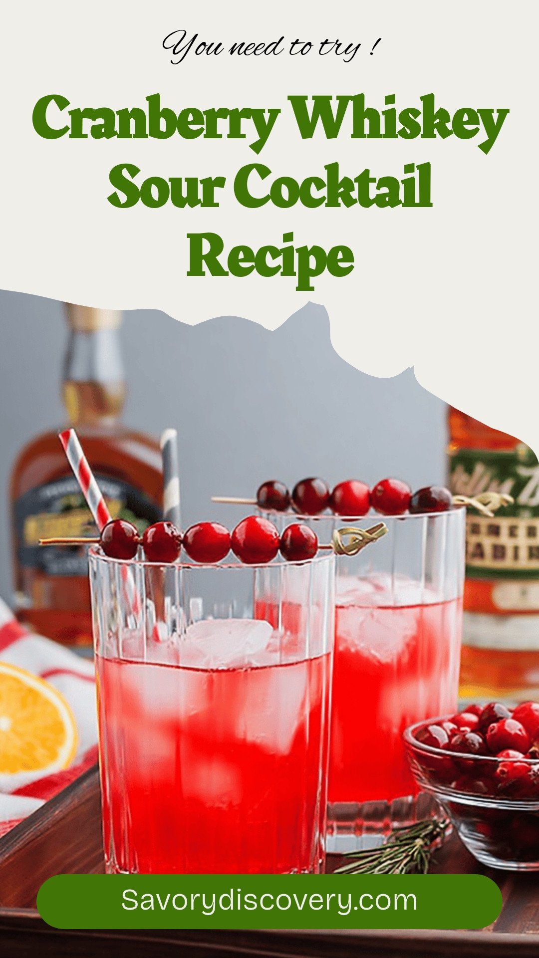Cranberry Whiskey Sour Cocktail Recipe