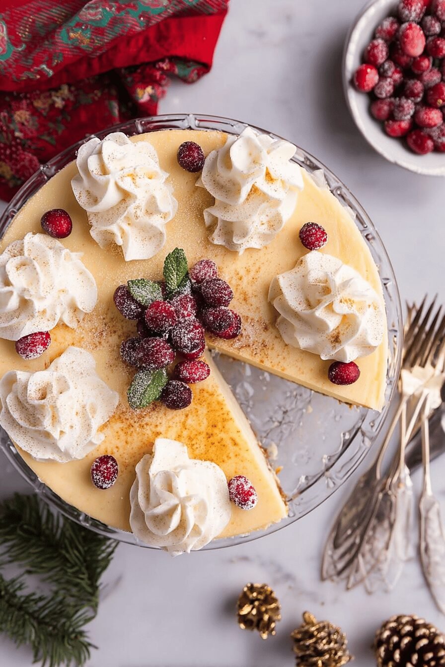 Creamy Eggnog Cheesecake Holiday Dessert