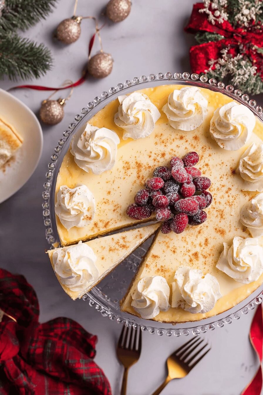 Creamy Eggnog Cheesecake Holiday Dessert