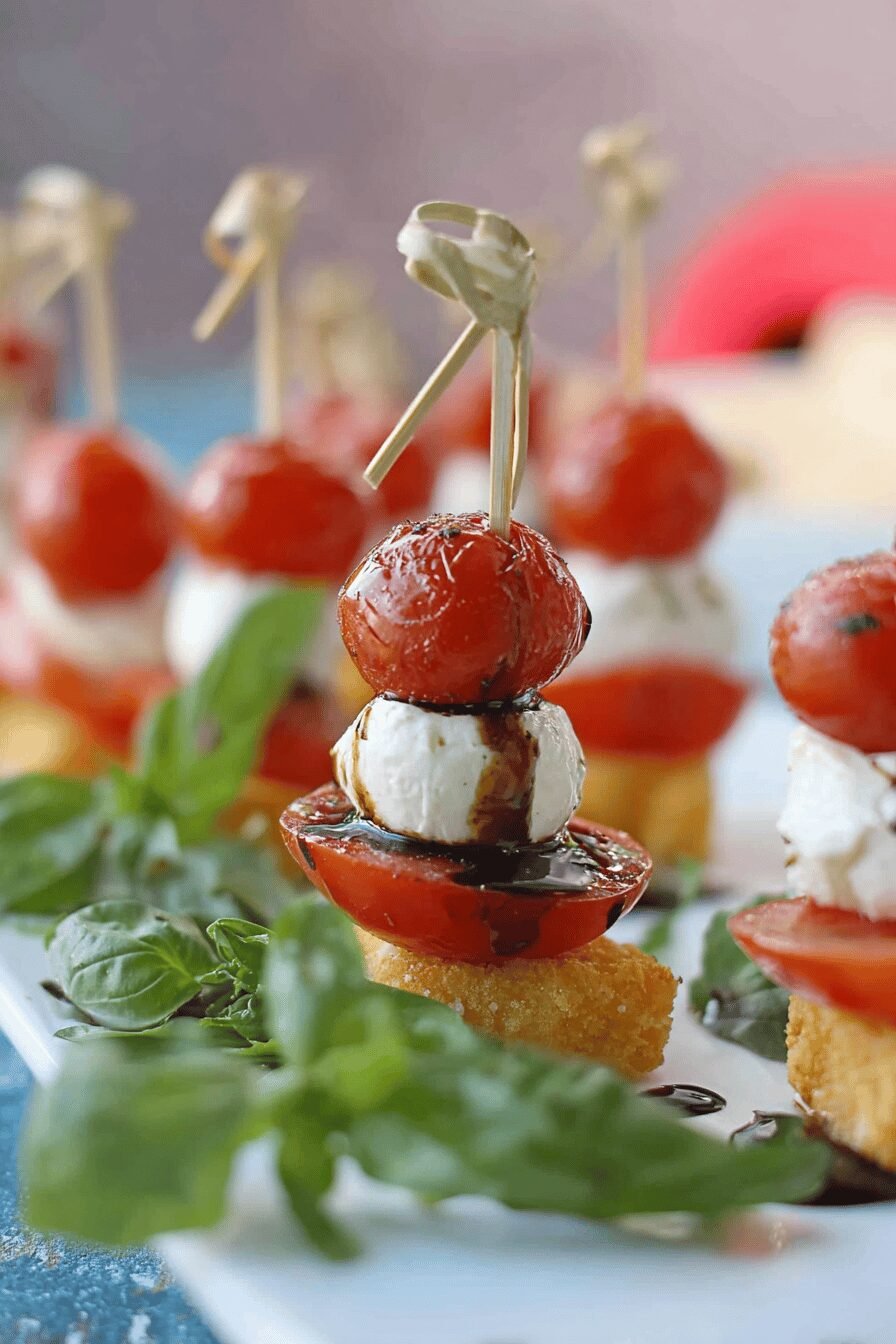 Fresh Caprese Skewers with Basil and Balsamic