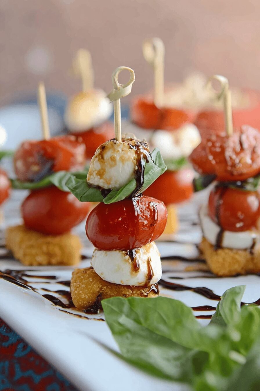 Fresh Caprese Skewers with Basil and Balsamic