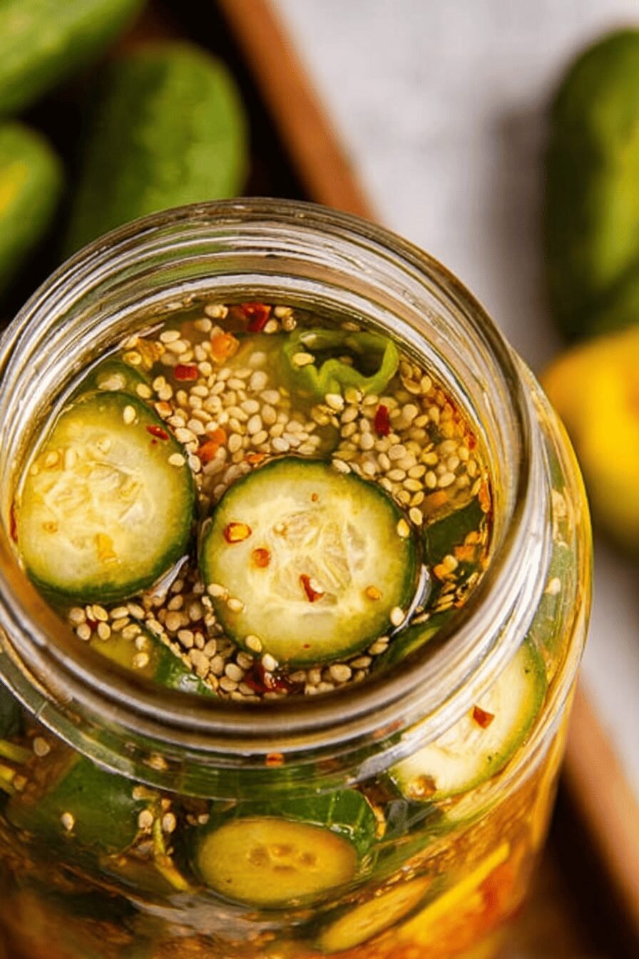 Homemade Spicy Pickles with Garlic and Dill