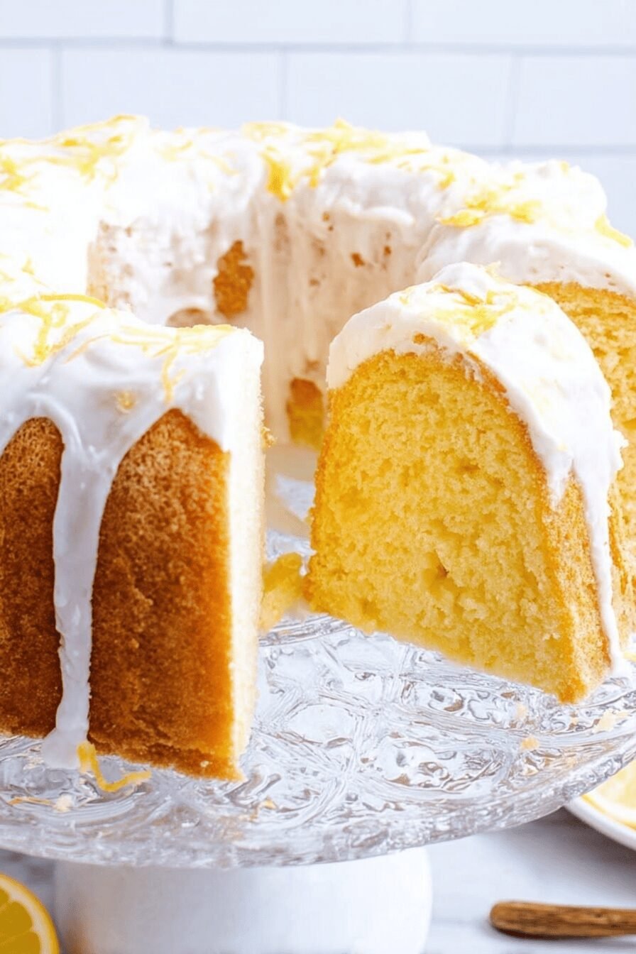 Lemon Chiffon Cake with Sweet Citrus Glaze