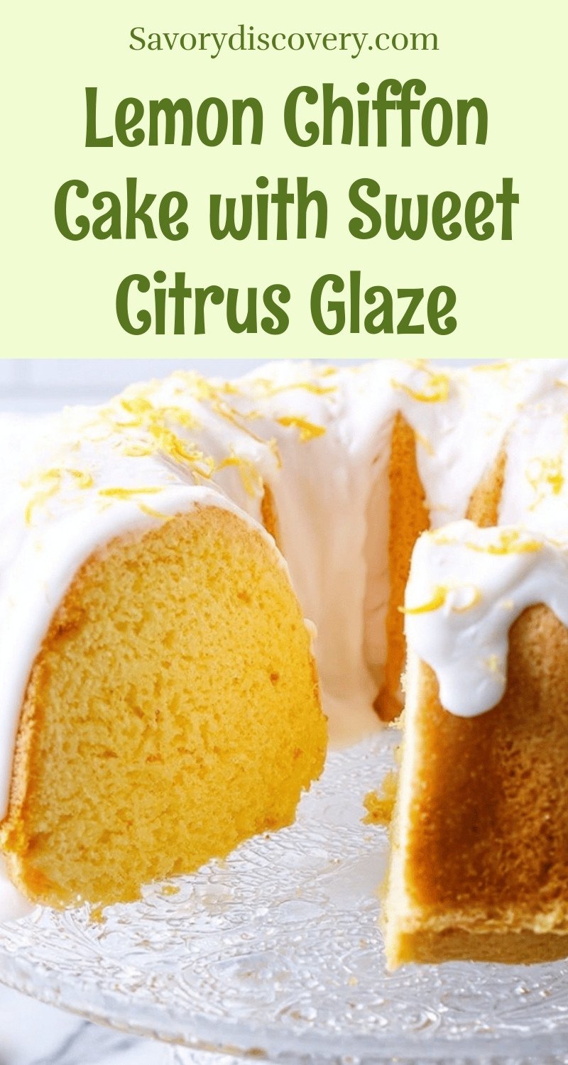 Lemon Chiffon Cake with Sweet Citrus Glaze