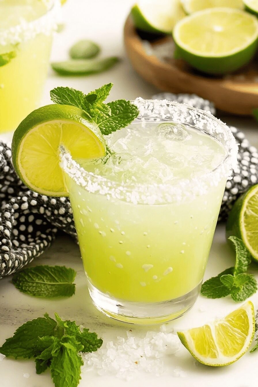 Mint Margarita Recipe with Lime and Soda