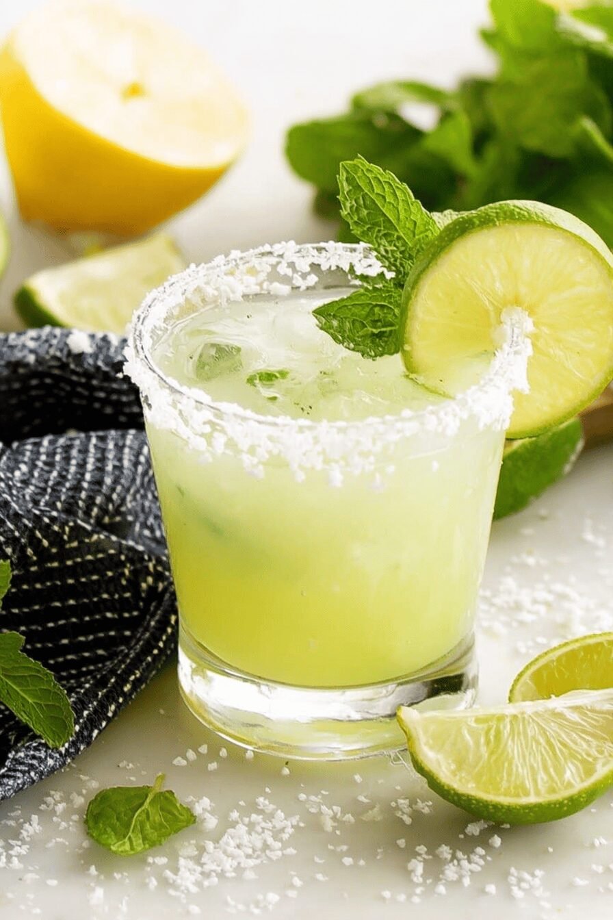 Mint Margarita Recipe with Lime and Soda