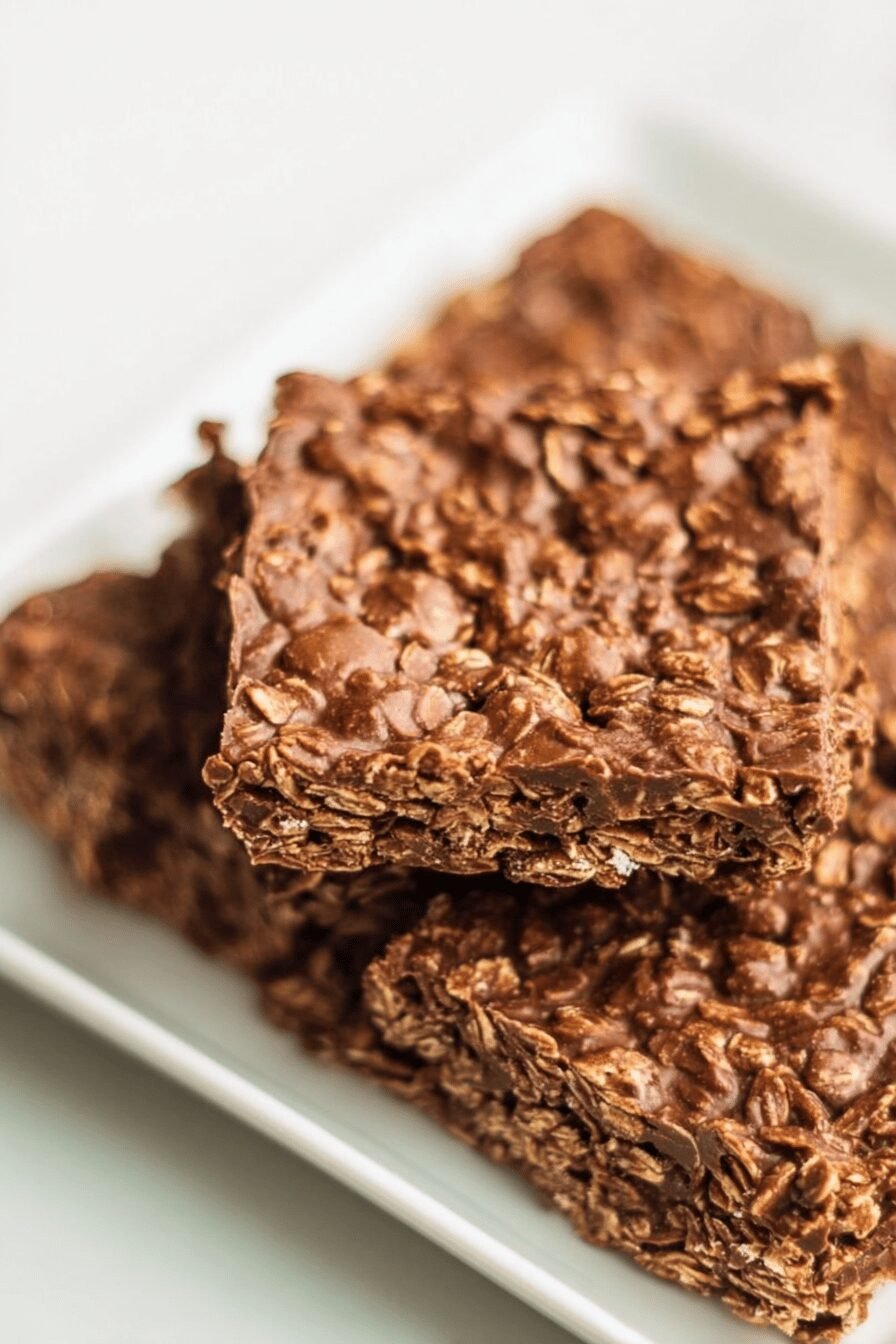 No Bake Chocolate Oatmeal Cookie Bars Recipe