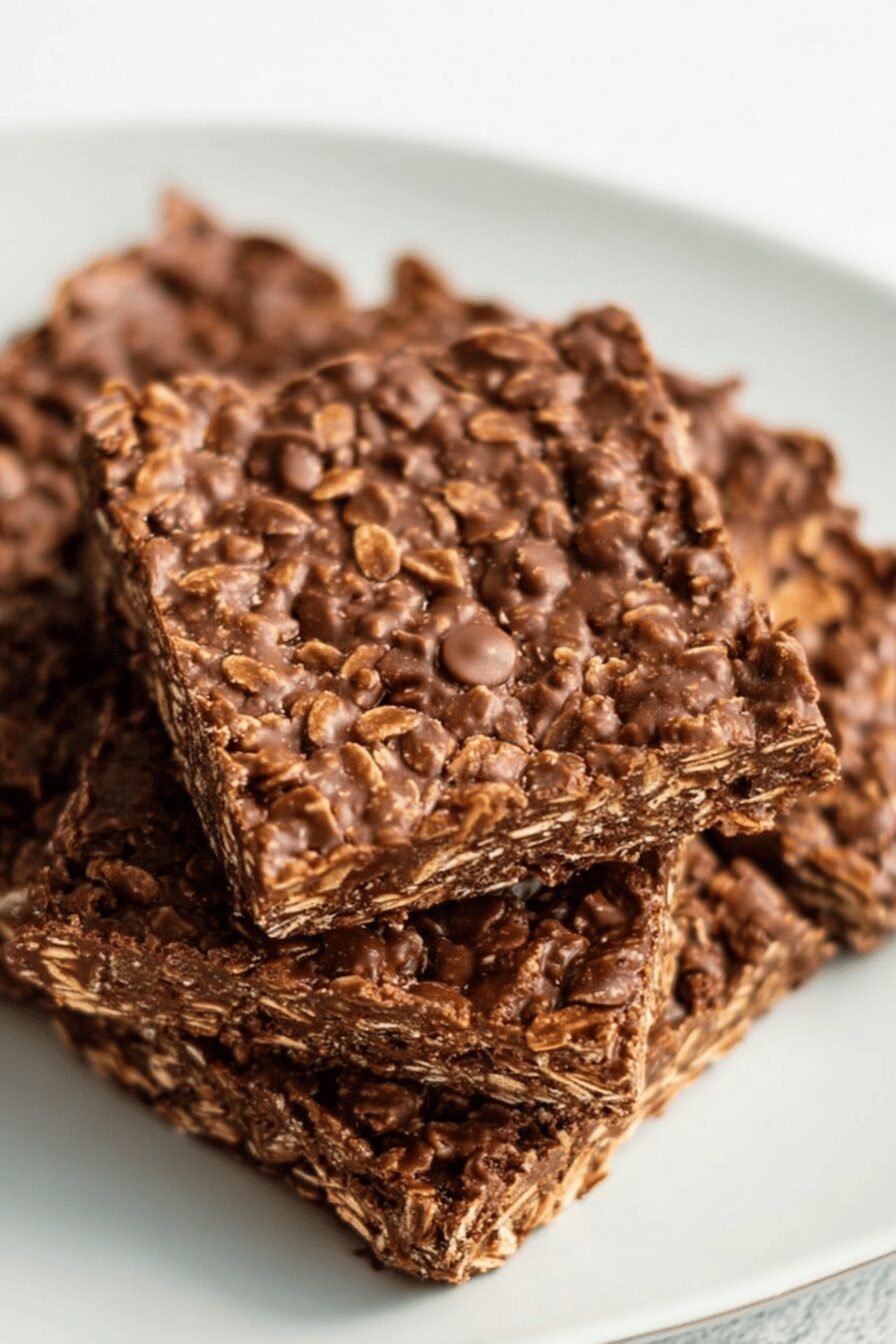 No Bake Chocolate Oatmeal Cookie Bars Recipe