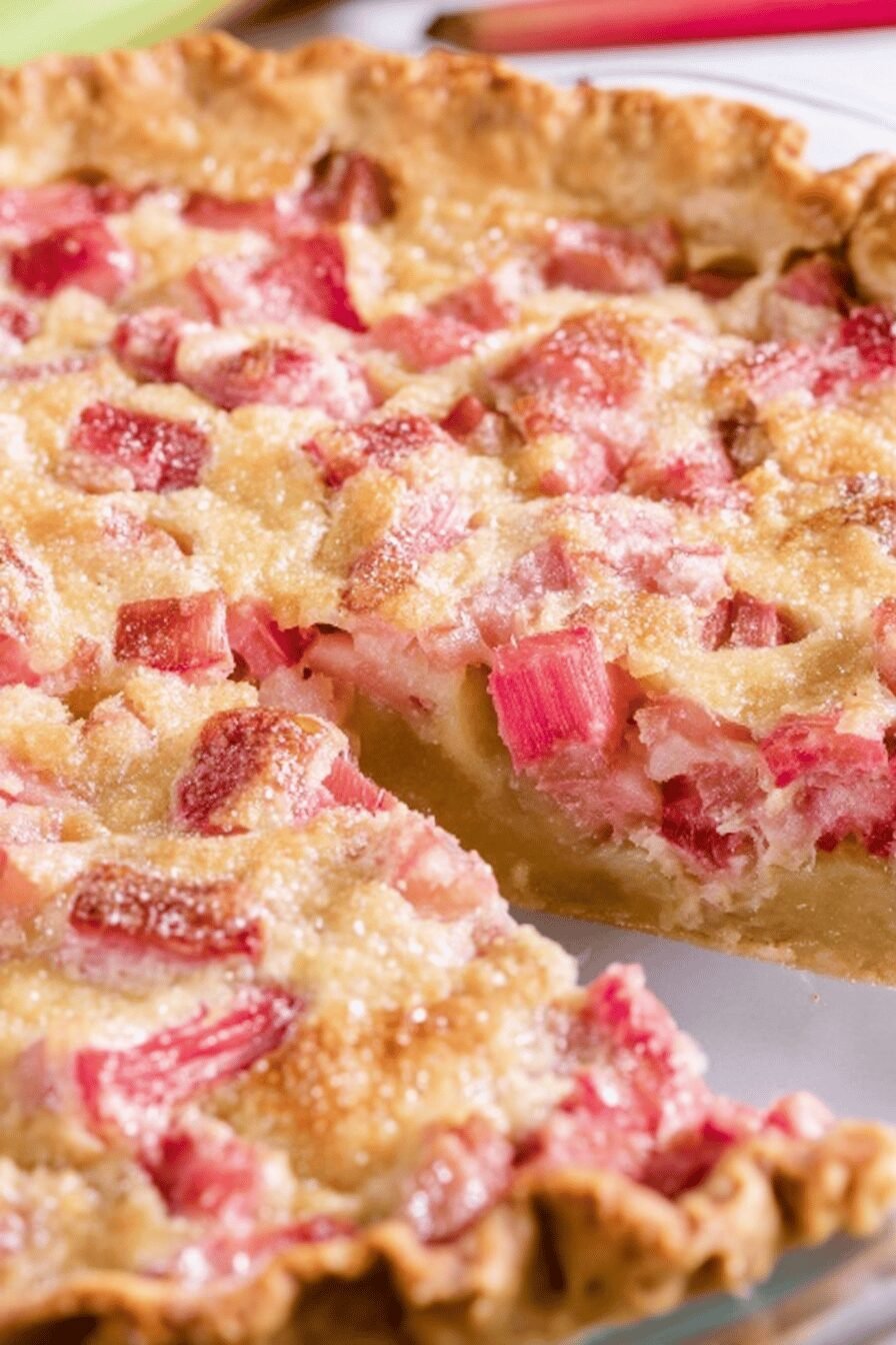 Rhubarb Custard Pie Sweet Creamy Tart Recipe