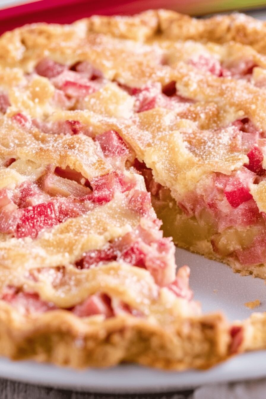 Rhubarb Custard Pie Sweet Creamy Tart Recipe