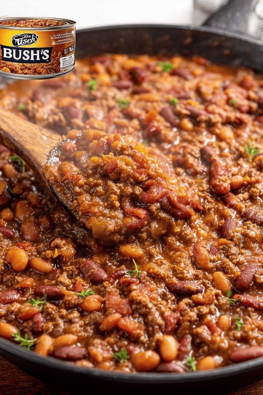 Savory Ground Beef and Baked Bean Skillet