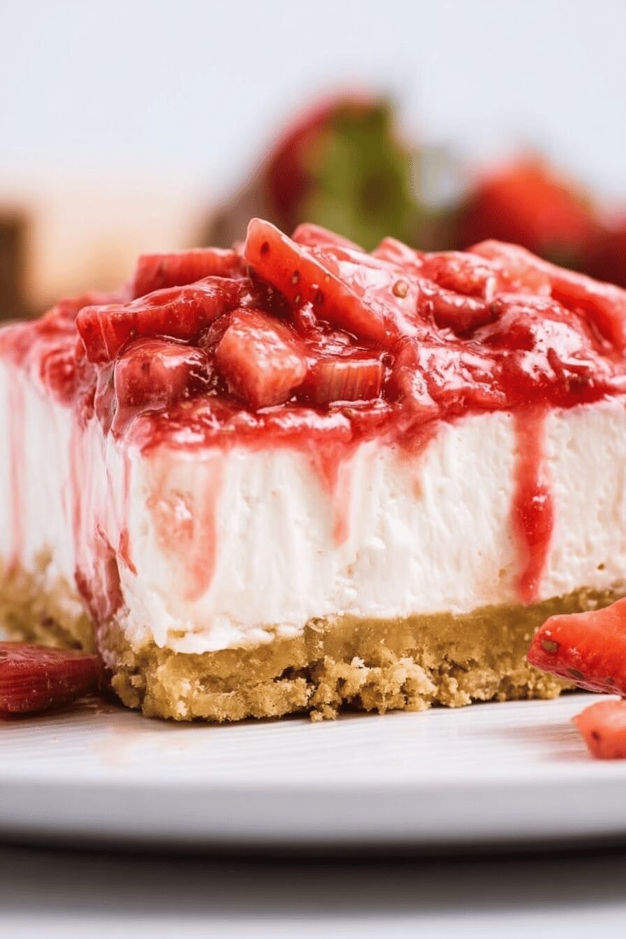 Strawberry Rhubarb Cheesecake Sweet Tangy Dessert