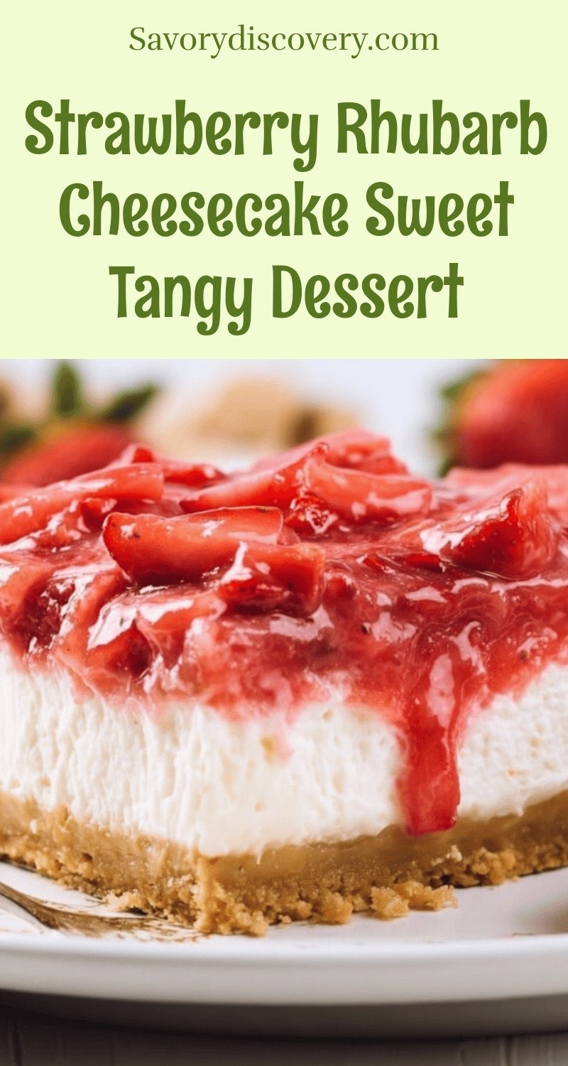 Strawberry Rhubarb Cheesecake Sweet Tangy Dessert