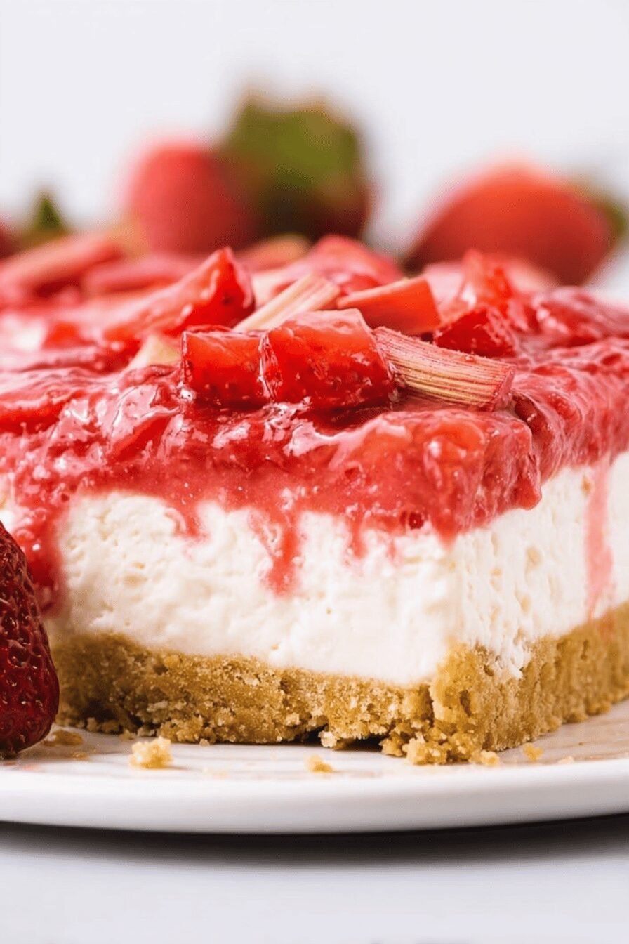 Strawberry Rhubarb Cheesecake Sweet Tangy Dessert