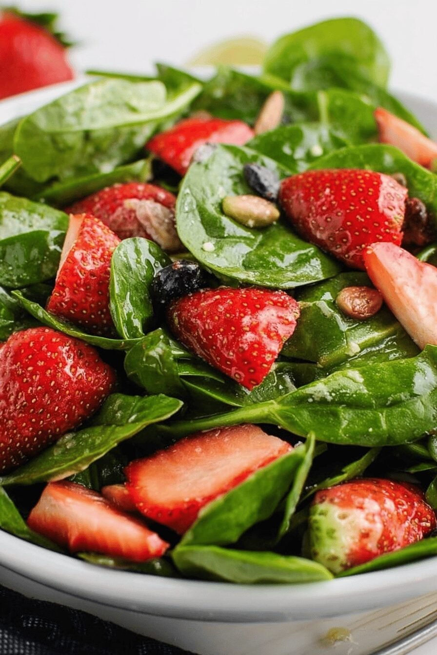 Strawberry Spinach Salad with Feta and Pecans