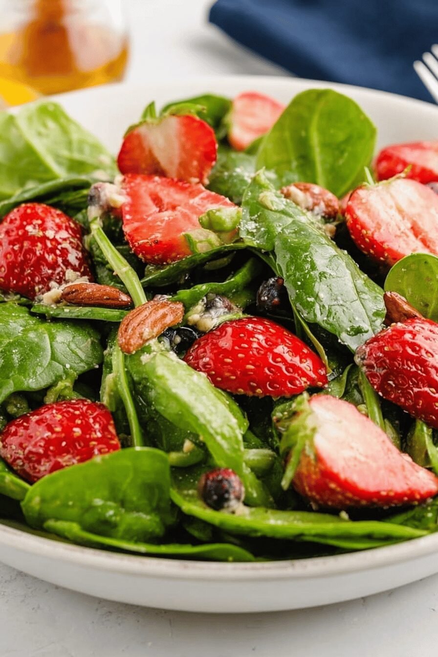 Strawberry Spinach Salad with Feta and Pecans