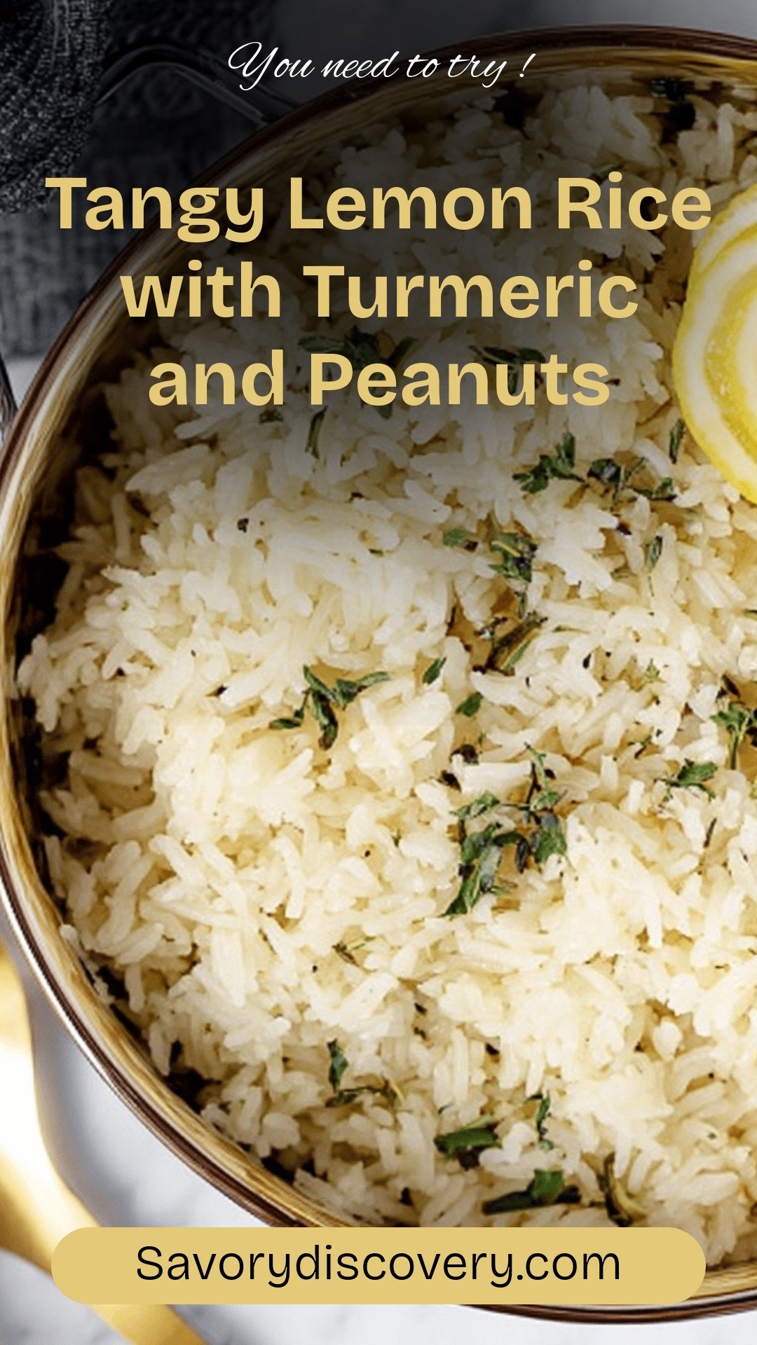 Tangy Lemon Rice with Turmeric and Peanuts