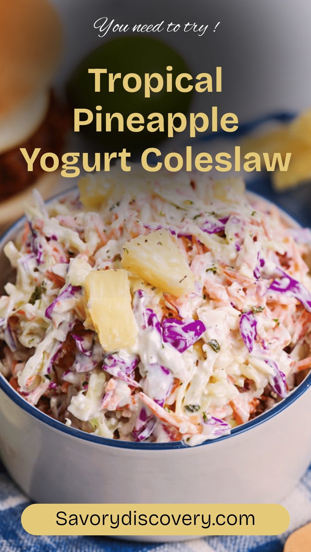 Tropical Pineapple Yogurt Coleslaw