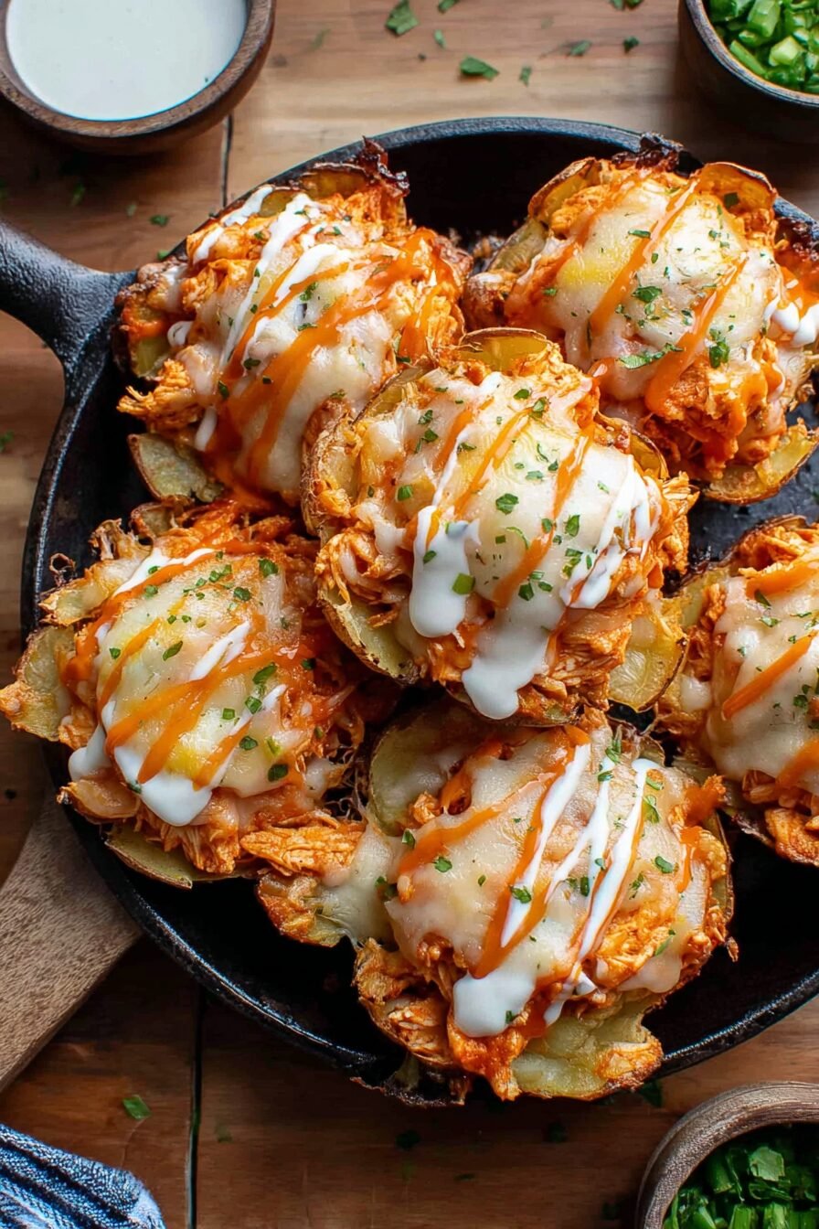 Buffalo Chicken Smashed Potato Cups Recipe