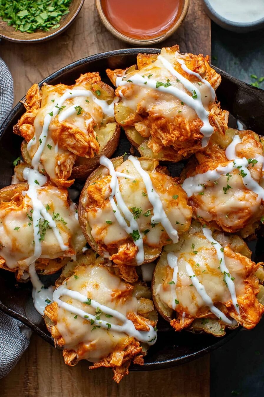 Buffalo Chicken Smashed Potato Cups Recipe